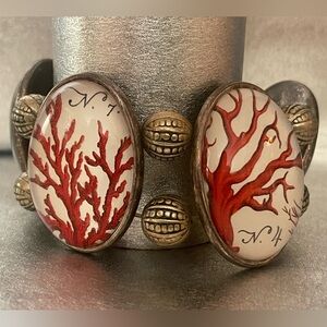 Designer Bracelet | Glass Domes Cover Coral & Starfish Art | By Joolz Hayworth